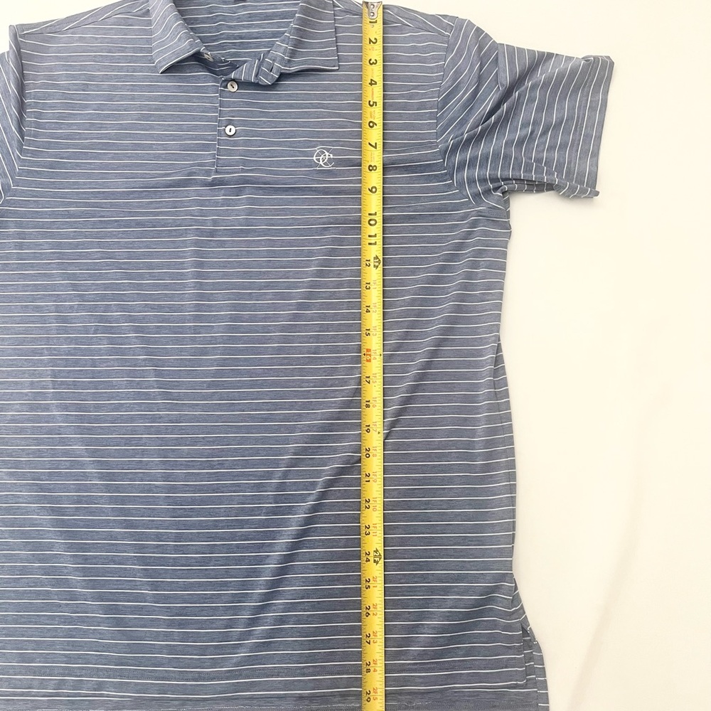 Men’s size large Peter Millar performance golf polo in blue and white st… - Picture 5 of 7